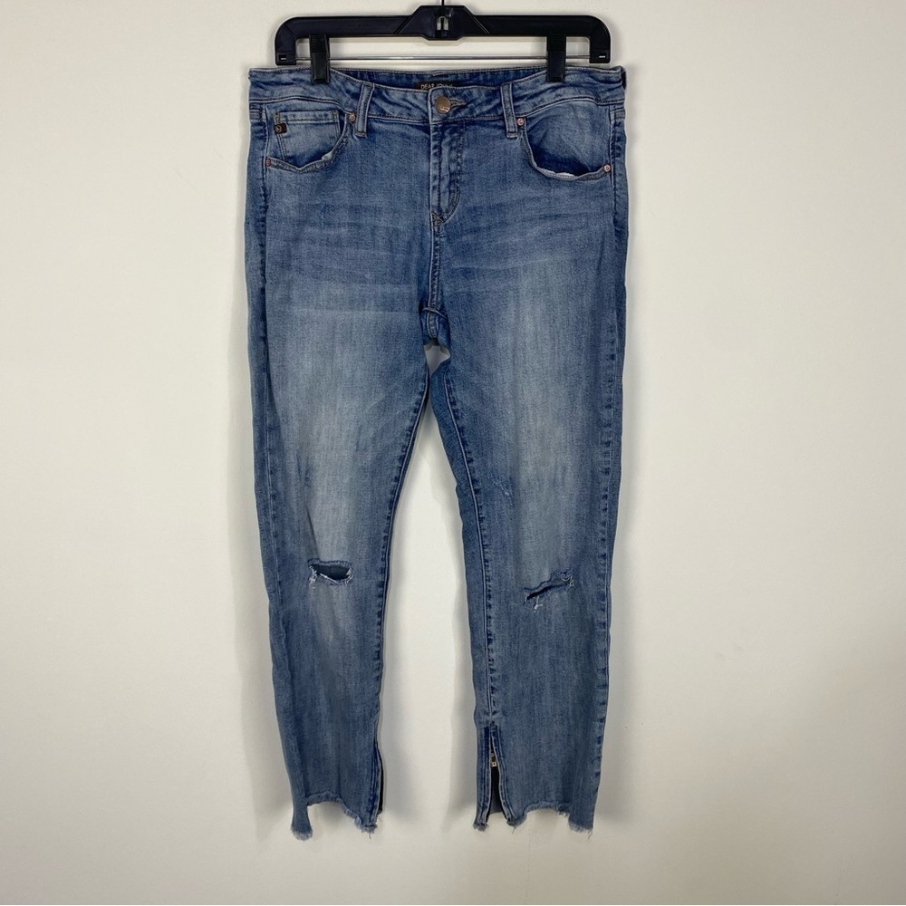 Dear John Medium Wash Denim Distressed Zipper Ankle Jeans